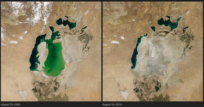 Shrinking lake, central Asia