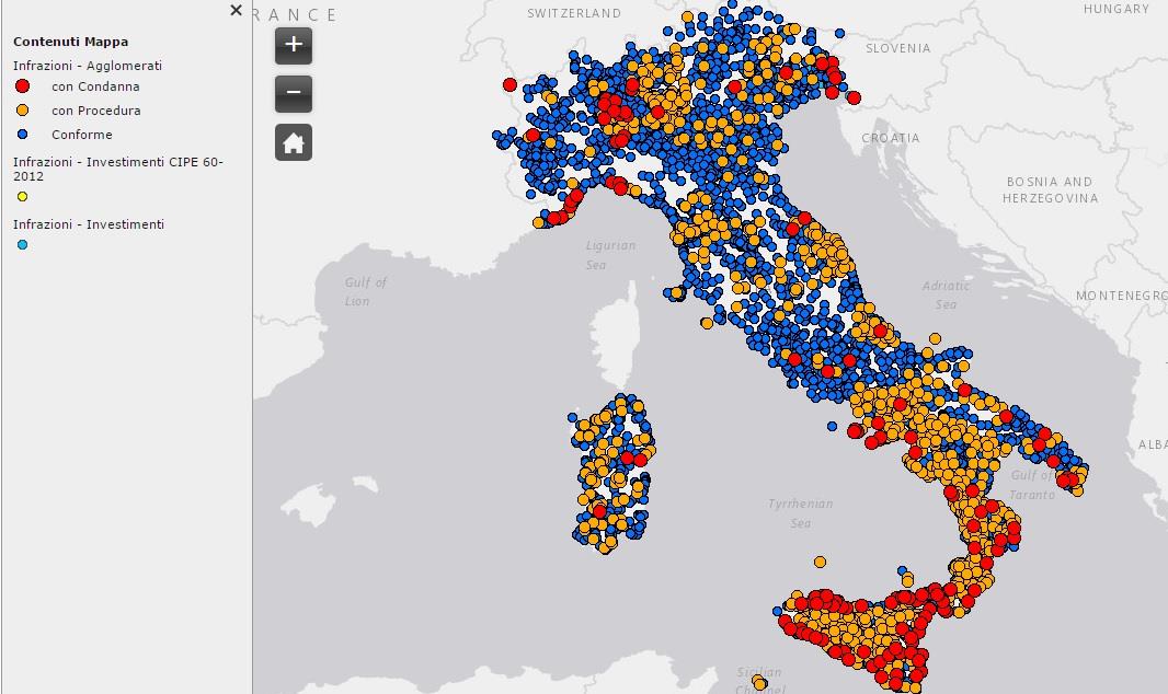 Acque reflue: la mappa delle criticità in Italia