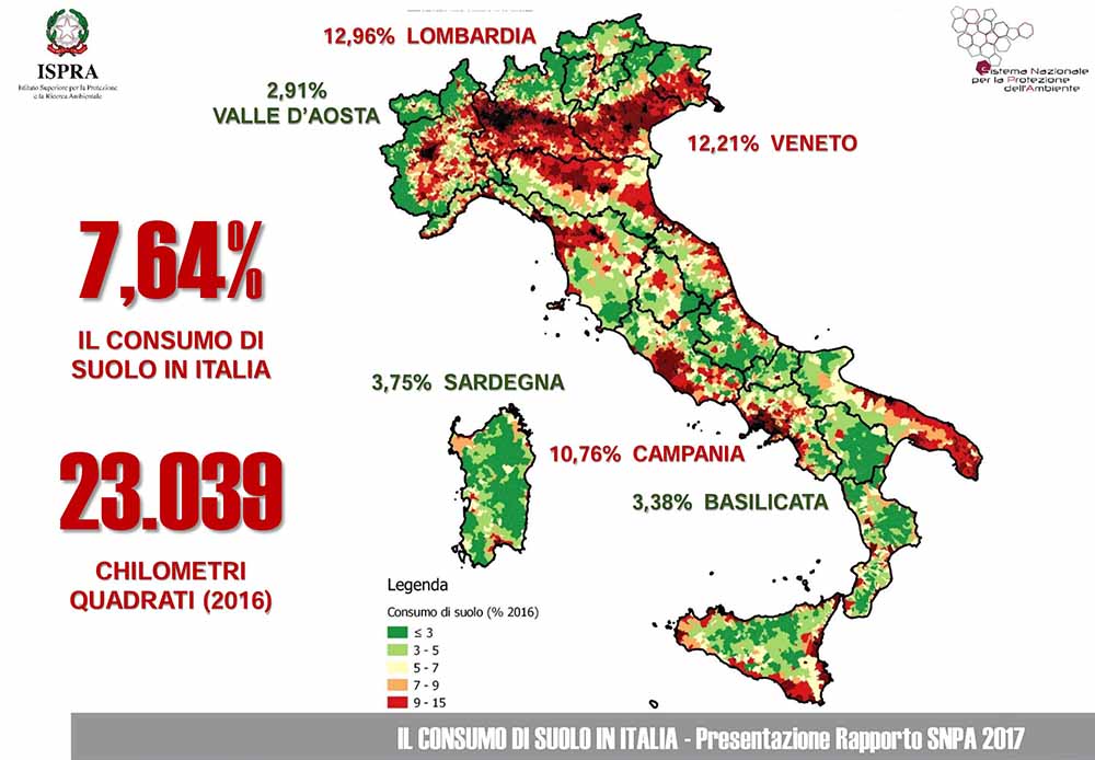 IPCC Ispra consumo di suolo