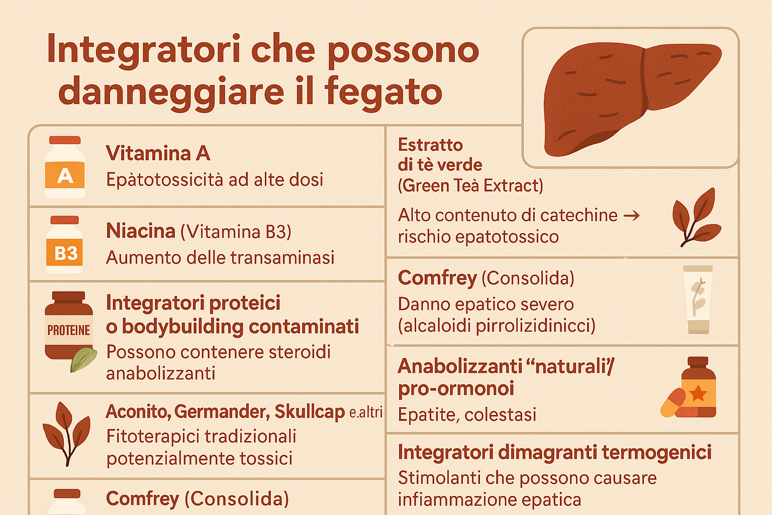 Integratori che possono danneggiare il fegato